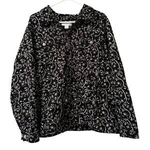 C J Banks Christopher & Banks Blazer Jacket Women Size 2X‎ Paisley Floral Modern